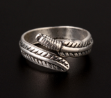 Adjustable Feather Silver Ring